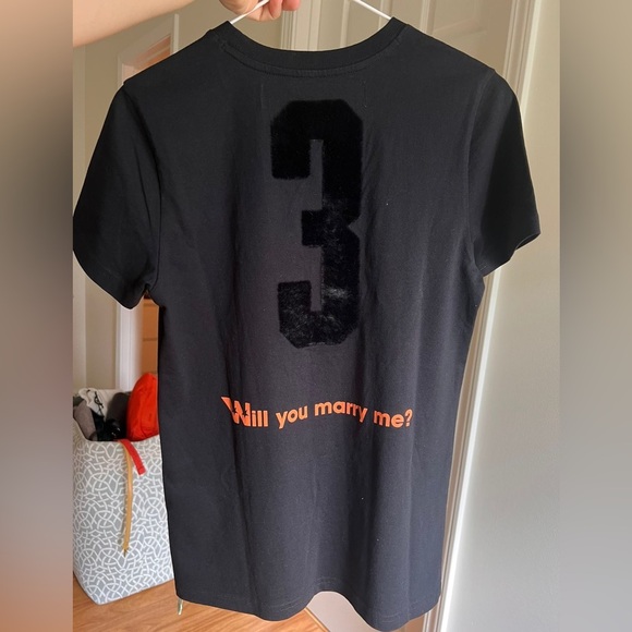 Off-White Black Tee with Orange Text - Picture 3 of 5